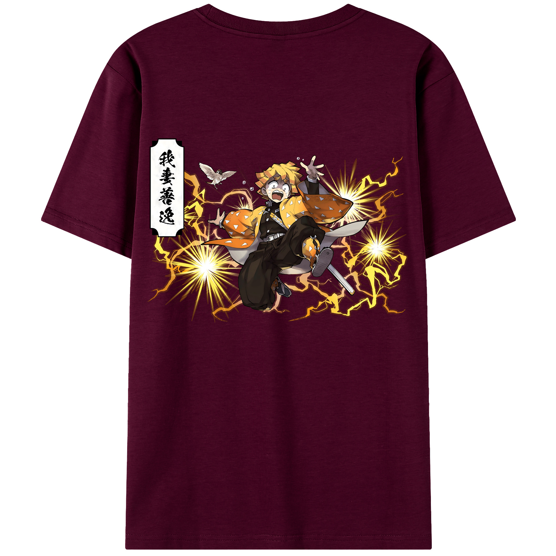 （画像用） 鬼滅の刃（きめつのやいば）我妻 善逸／あがつま ぜんいつ Agatsuma Zenitsu レディース半袖Tシャツ(バックプリント)